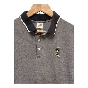 Warner Bros Vintage 90's‎ Looney Tunes Men's Short Sleeve Polo Blue White Medium